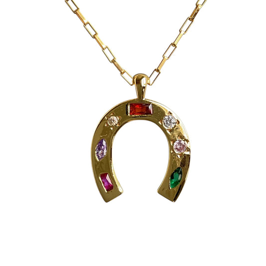 Gemstone Horseshoe Necklace