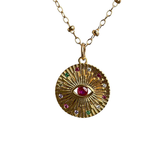 Ruby Evil Eye Necklace