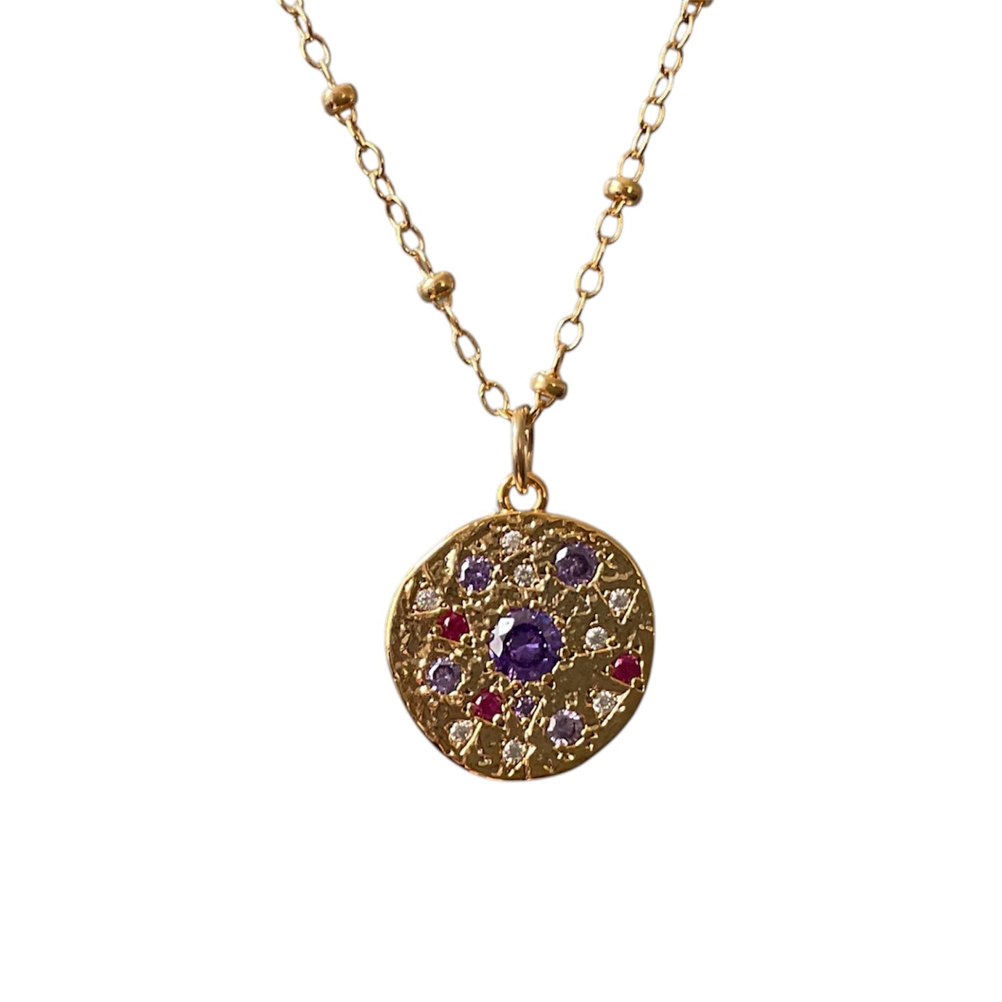 Purple Coin Cluster Necklace
