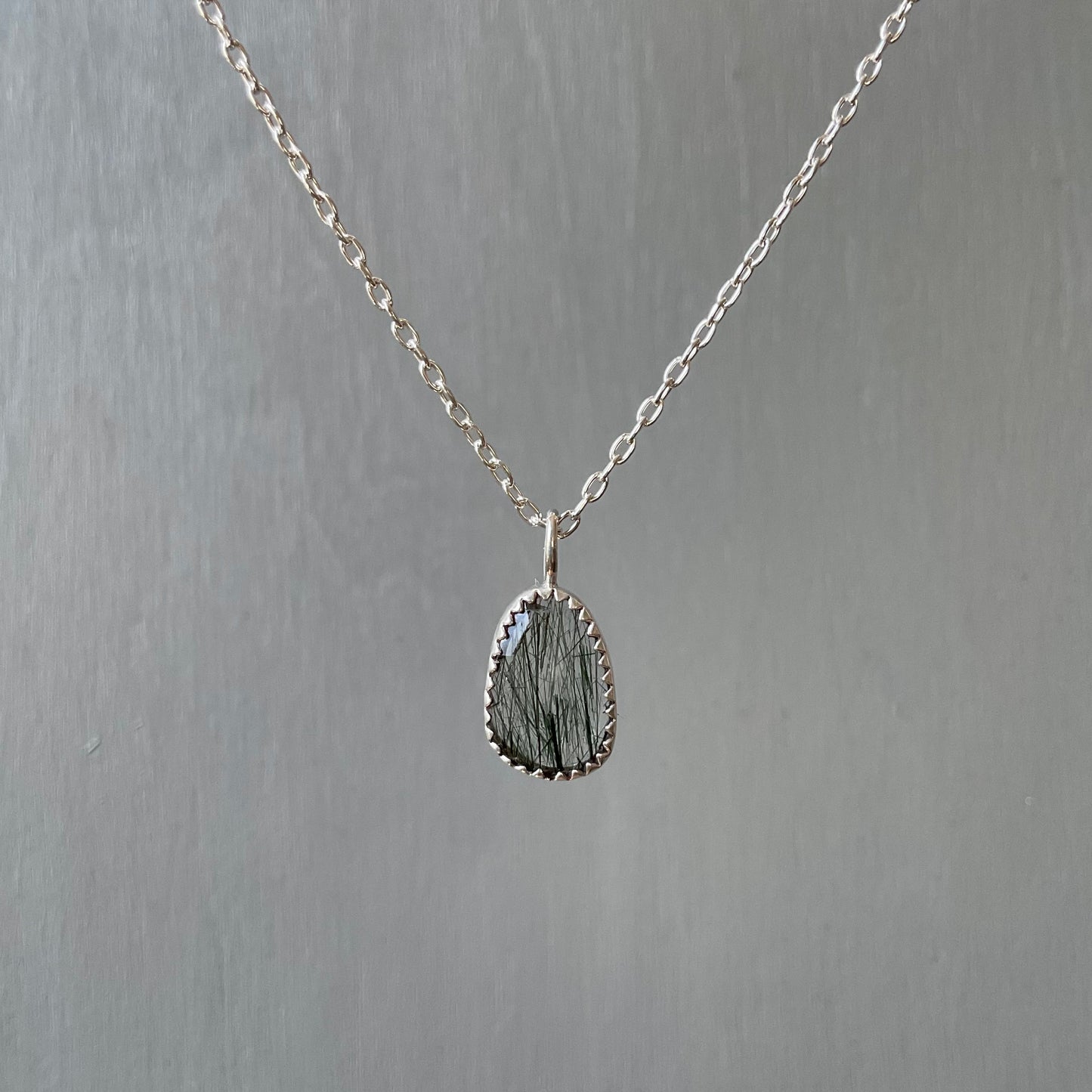 Green Rutilated Quartz Drop Necklace