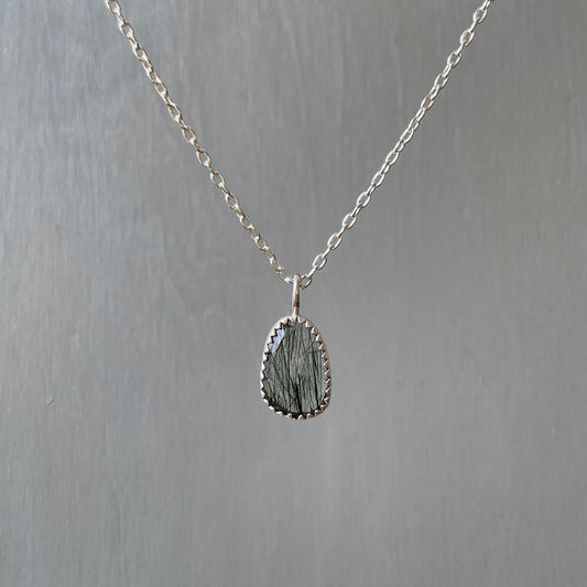Green Rutilated Quartz Drop Necklace