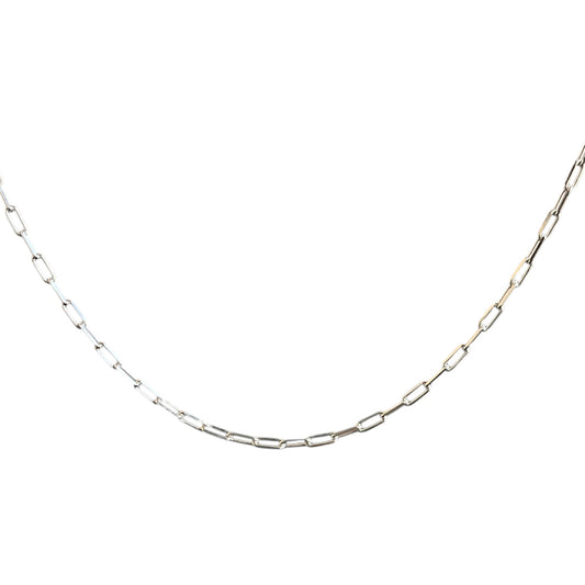 Silver chain necklace on a white background