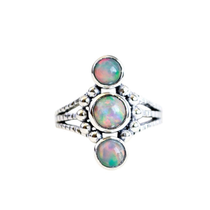 Ethiopian Opal Three Stone Ring