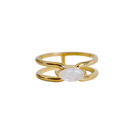 Double Band Moonstone Ring