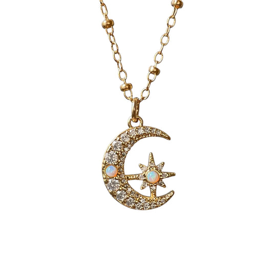 Crescent Moon and Star Necklace