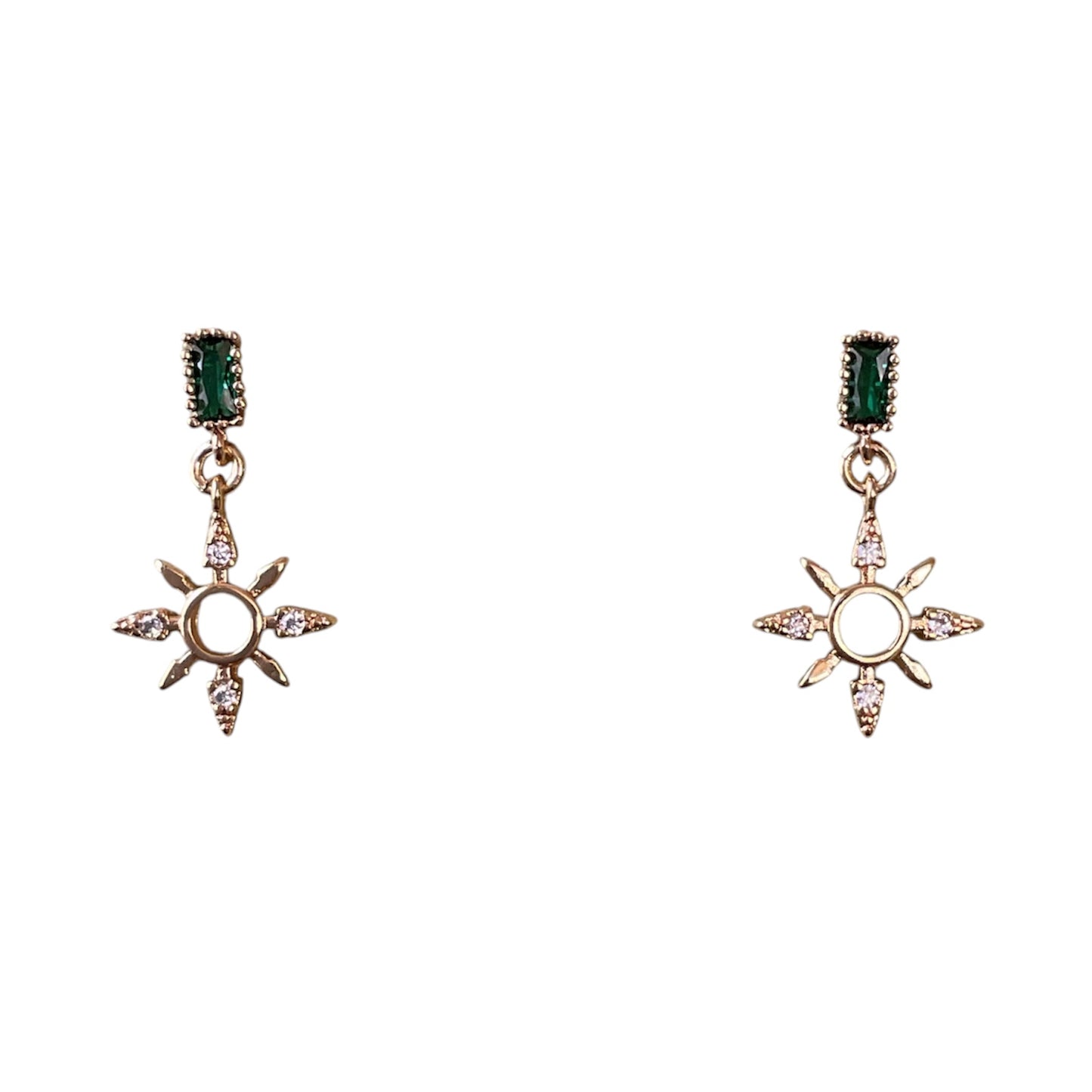 Emerald Sunburst Post Earrings