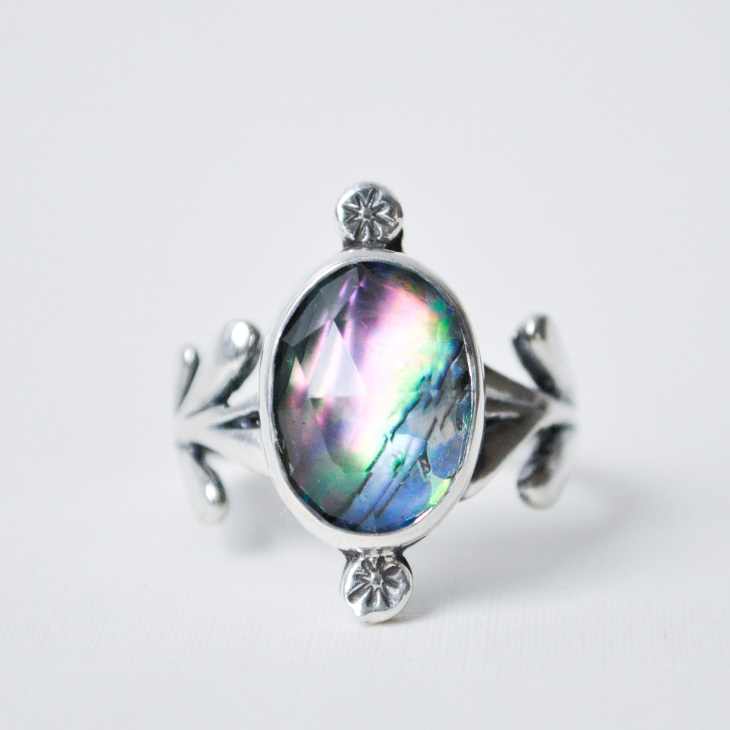 Abalone Doublet Sea Queen Ring—Size 9.5