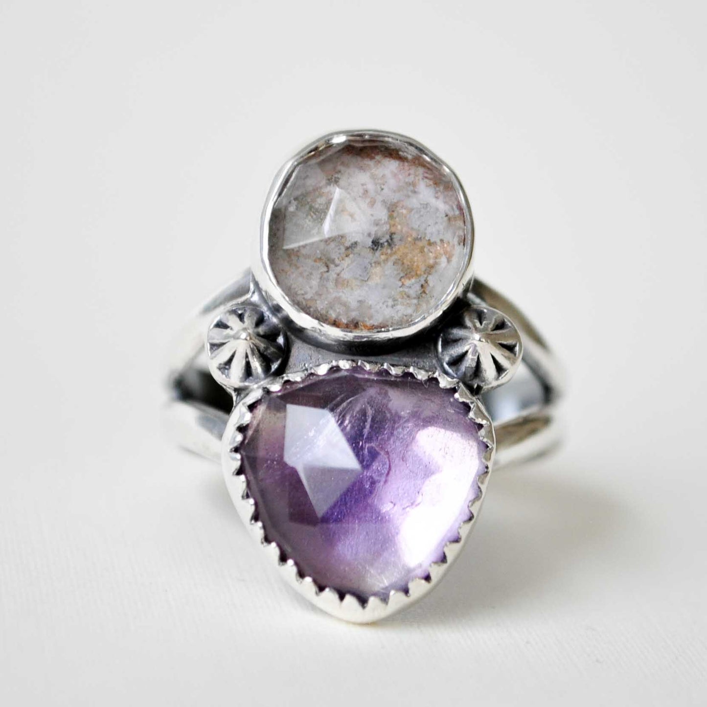 Amethyst and Herkimer Ring—Size 9