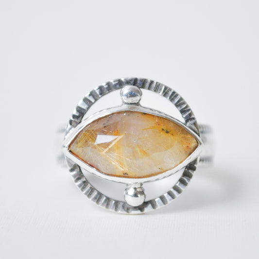 Golden Hour Rutilated Eye Quartz Ring—Size 8.5