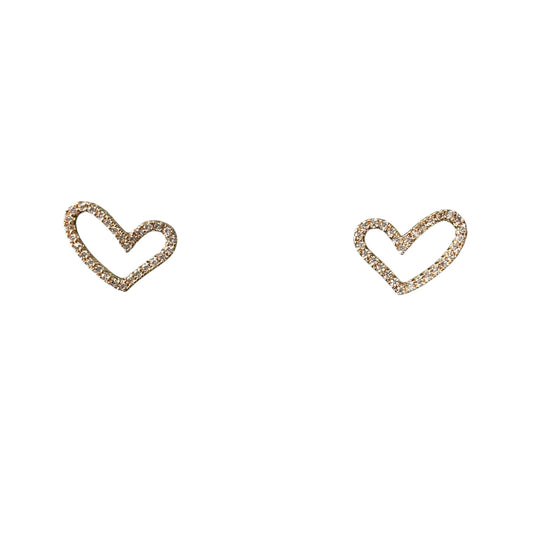 Pave Heart Post Earrings