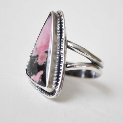 Rhodonite Triangle Ring—Size 9