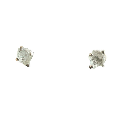 Rough aquamarine gemstones prong set in sterling silver on posts and nuts