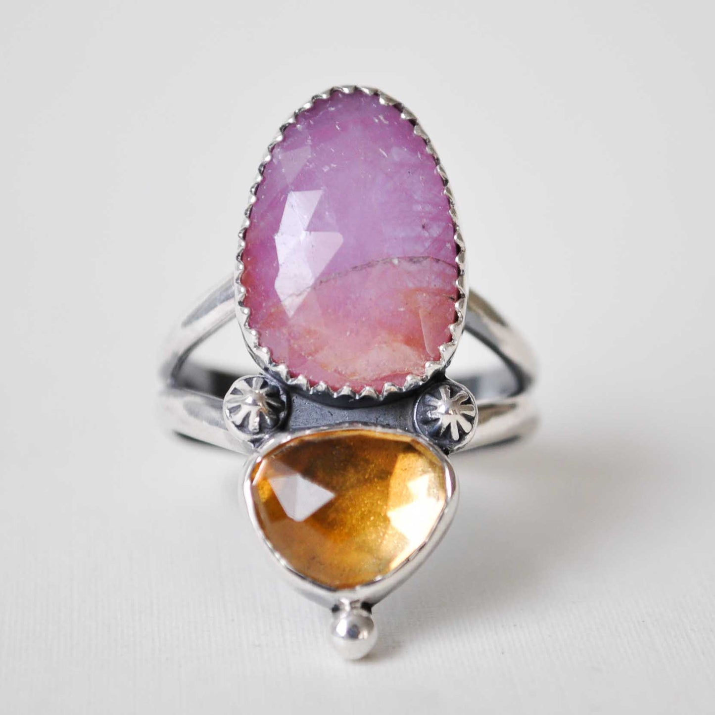 Ruby and Citrine Ring—Size 9.5