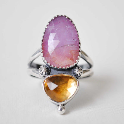 Ruby and Citrine Ring—Size 9.5