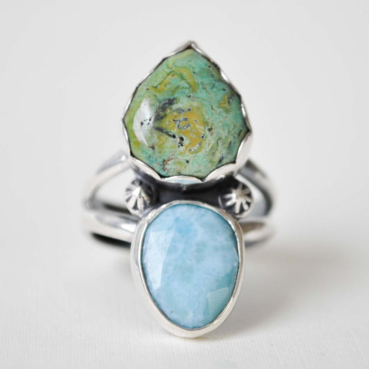 Turquiose and Larimar Ring—Size 7.5