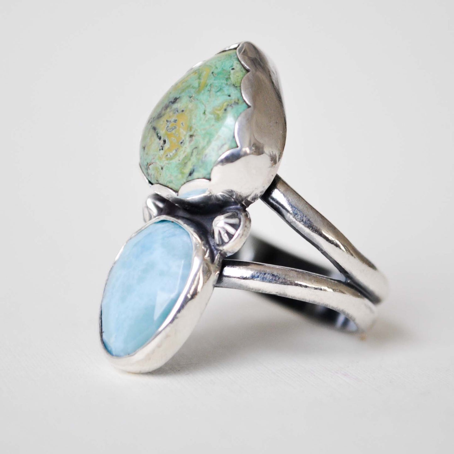 Turquiose and Larimar Ring—Size 7.5